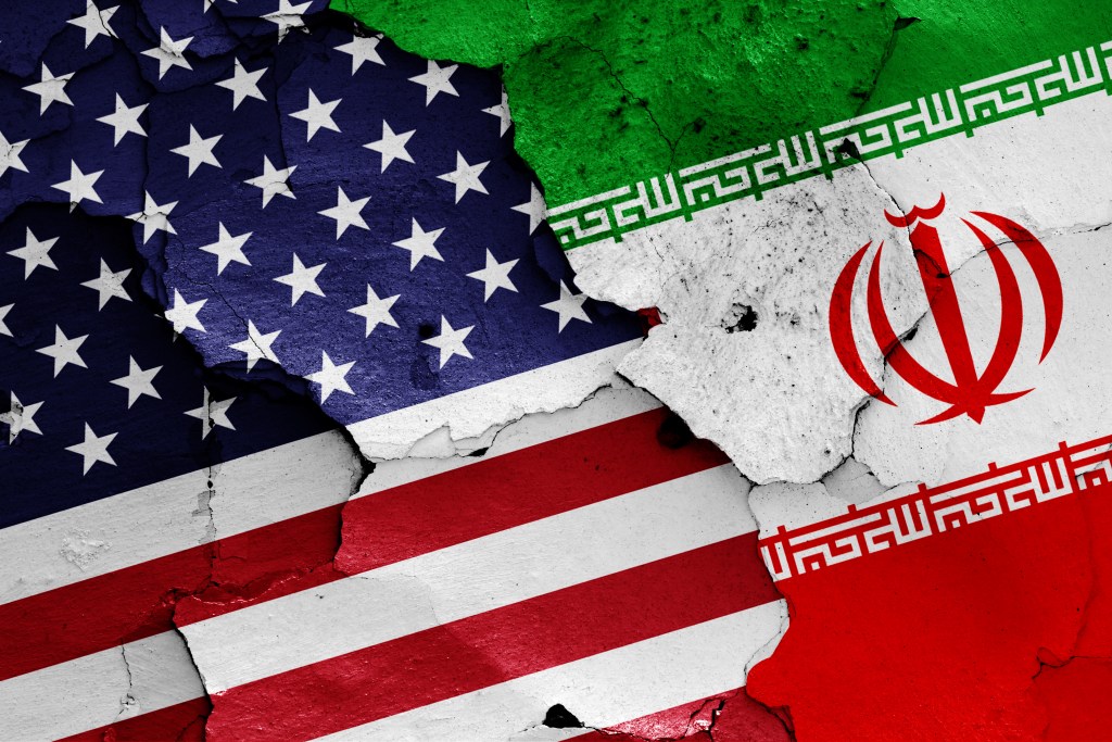 Flags of USA and Iran