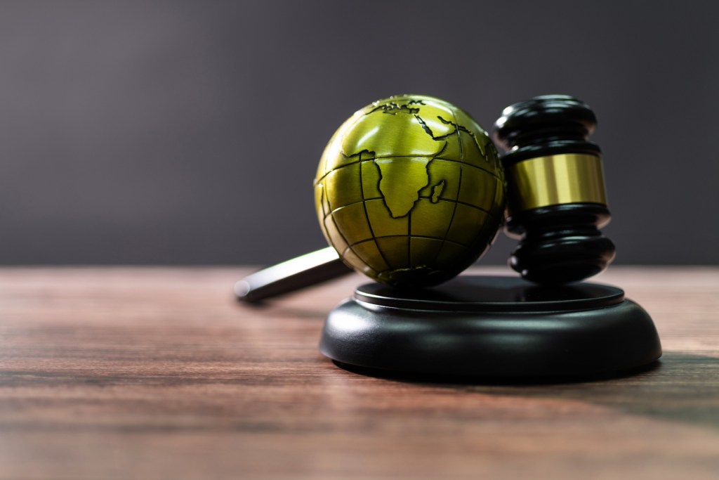 Gavel and a globe