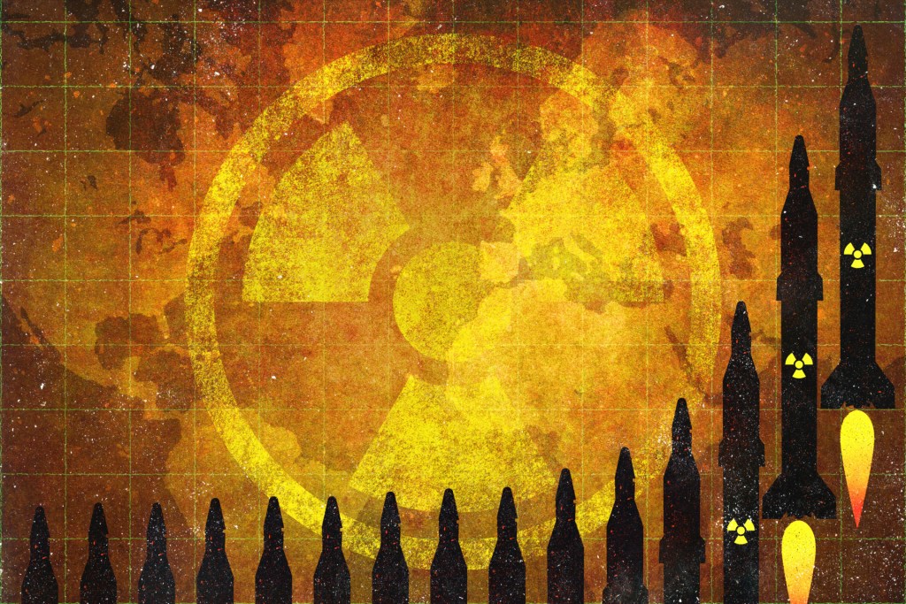 Visualization of nuclear weapons against a yellow background