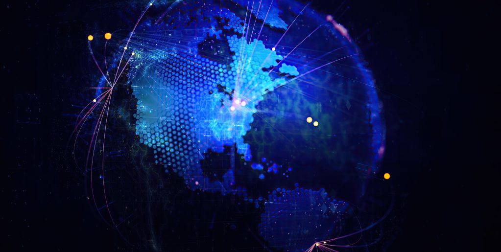 4k Blue Globe With Connection Lines (Copy Space)