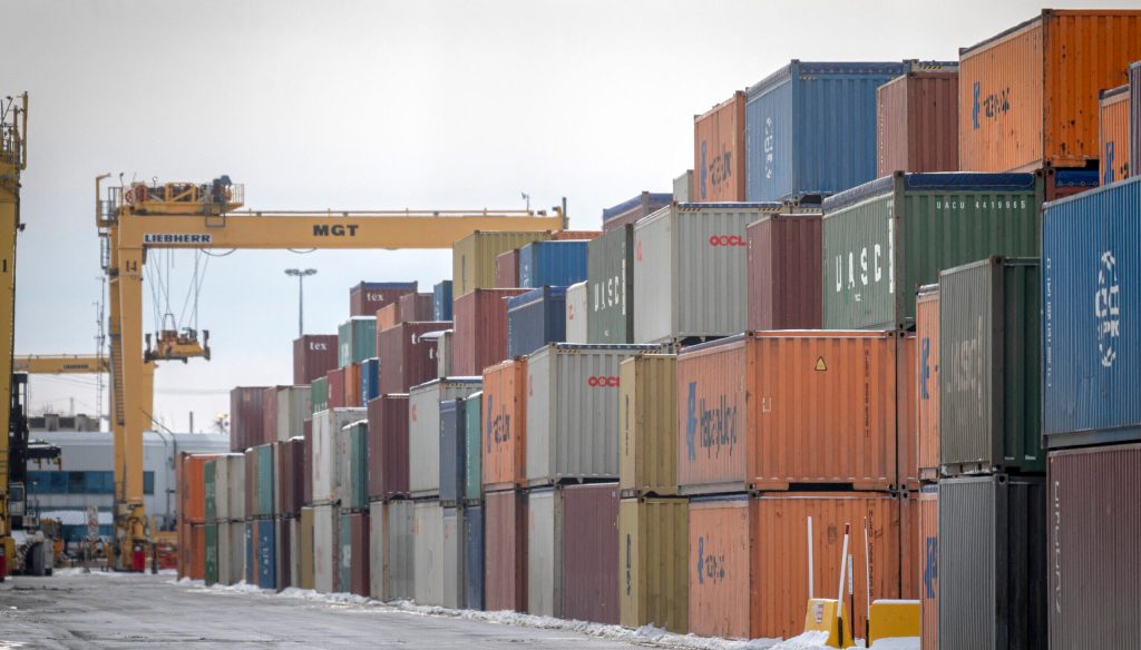 Shipping containers are seen at the Port of Montreal in Montreal, Canada