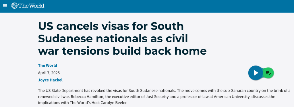 PRX The World interview Rebecca Hamilton screenshot